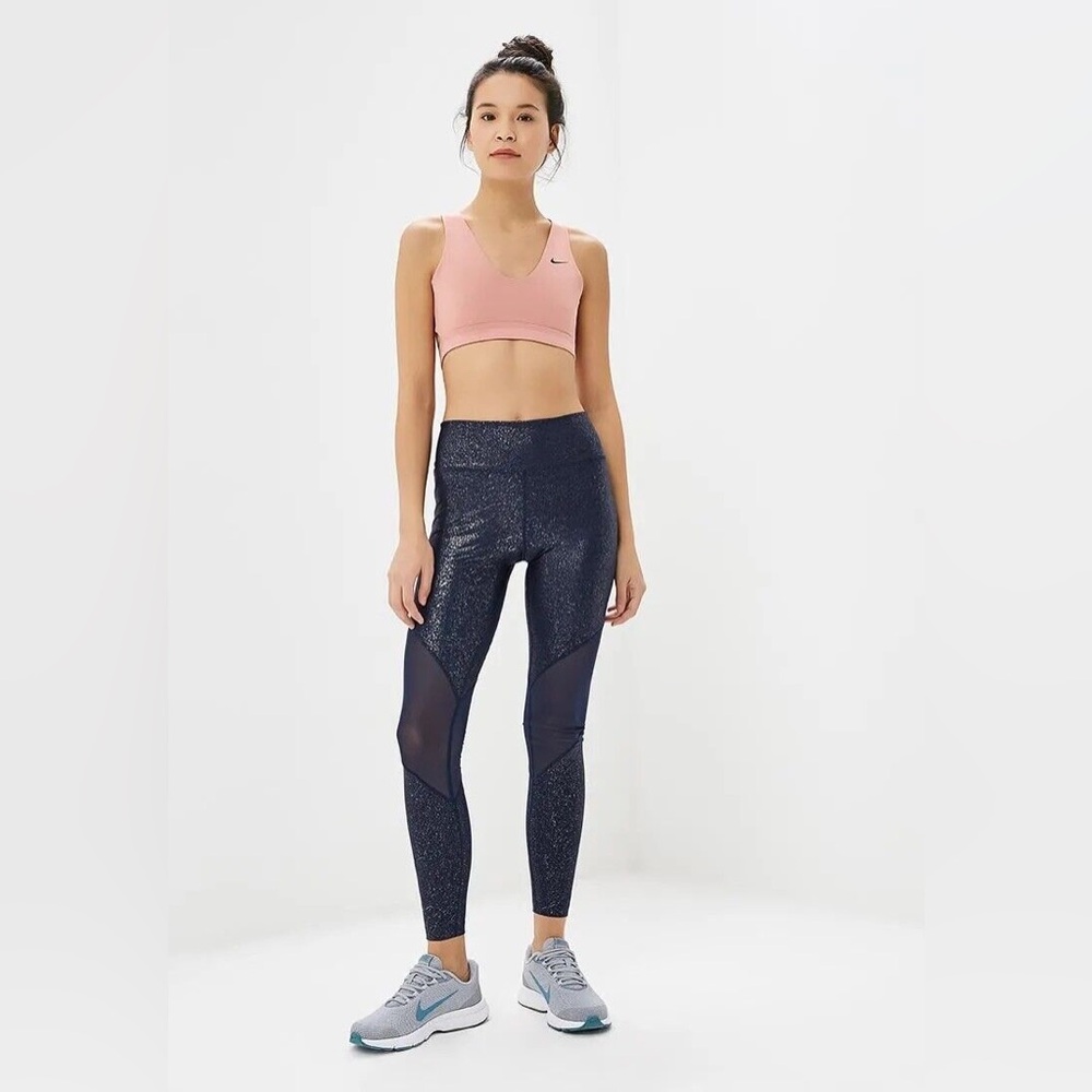 NIKE Dri-Fit Mesh Power Victory Tight Legging in Midnight Blue Sparkle Size XS
